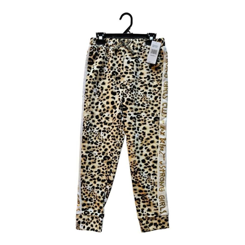 Betsey Johnson Girl's Leopard Print Jogger Pants Brown Black Gold Medium (10)